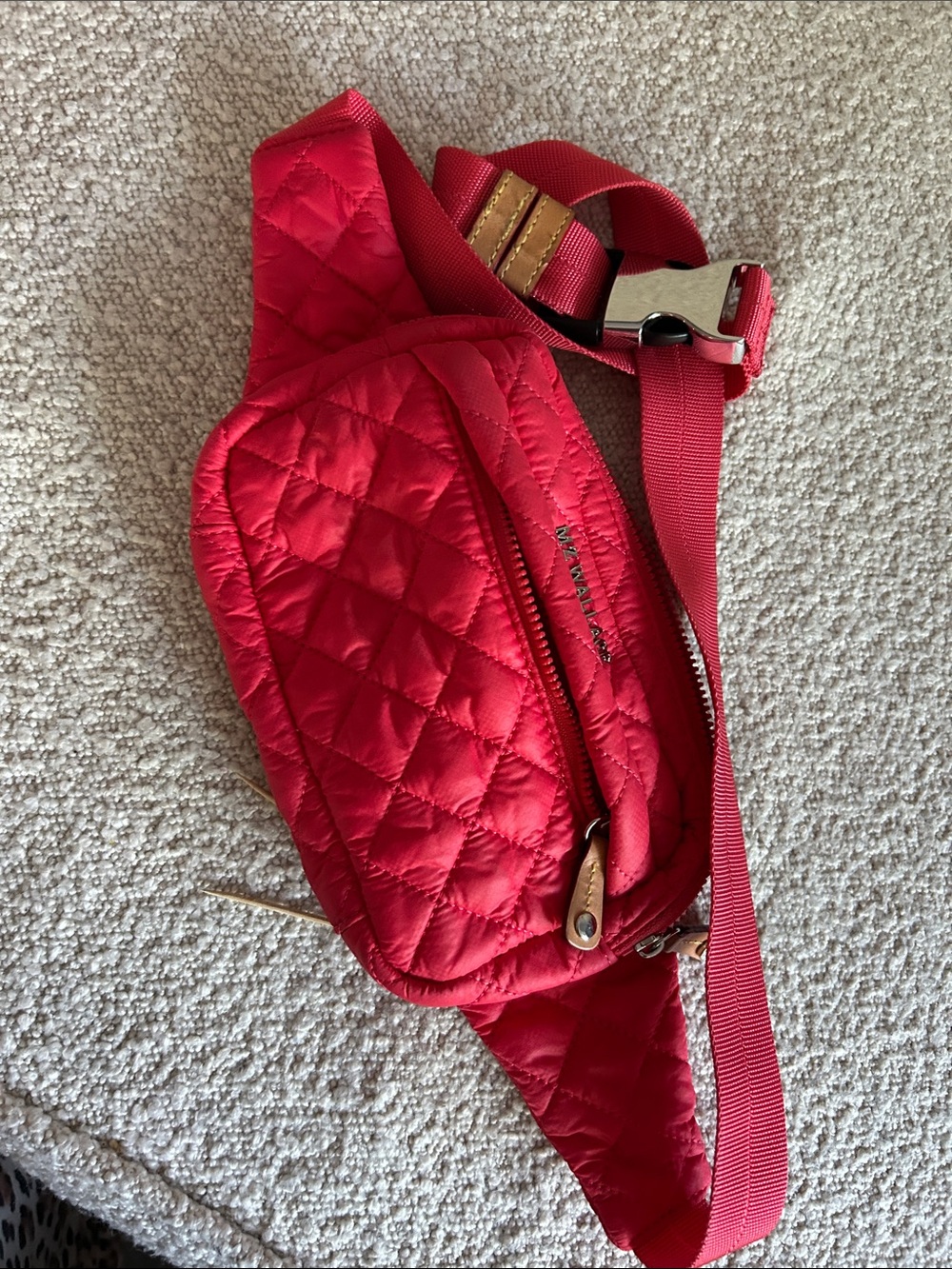 MZ Wallace orange Quilted Crossbody Belt Bag with Gold Accents